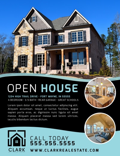 Black & Teal Open House   Side 1 Image