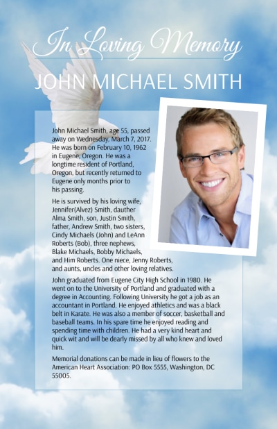 Funeral Obituary   Side 1 Image