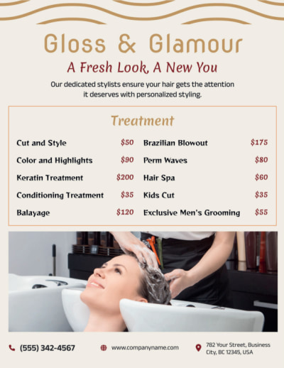 Hair Salon Price List  14gdiyxynb  Side 1 Image