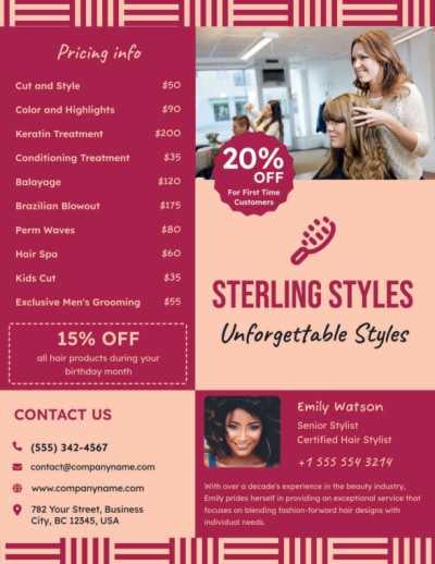 Hair Salon Price List  ezd6nvzvjb  Side 1 Image