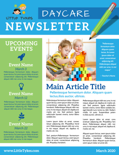 Monthly Daycare   Side 1 Image