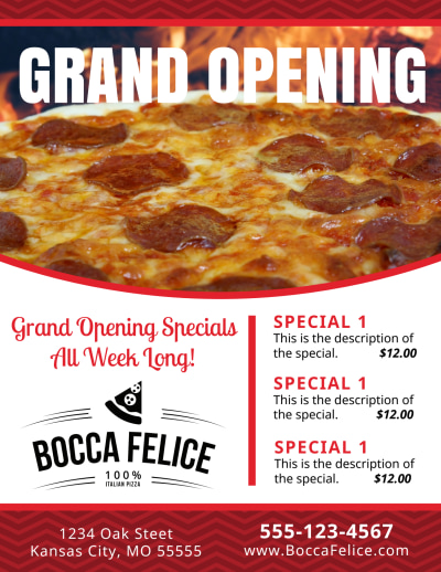 Pizza Restaurant Grand Opening   Side 1 Image