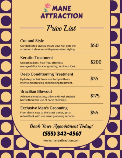 Price List Hair Salon  bey4ug8muf  Side 1 Image