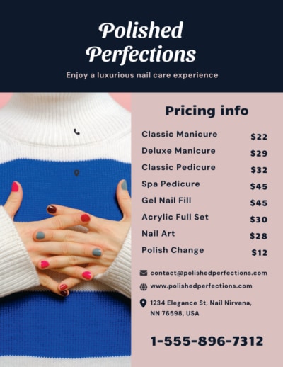 Price List Nail Salon  7pxmr7b5aw  Side 2 Image