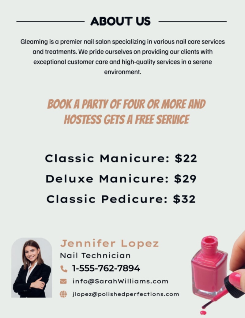 Price List Nail Salon  umq9htfzea  Side 2 Image