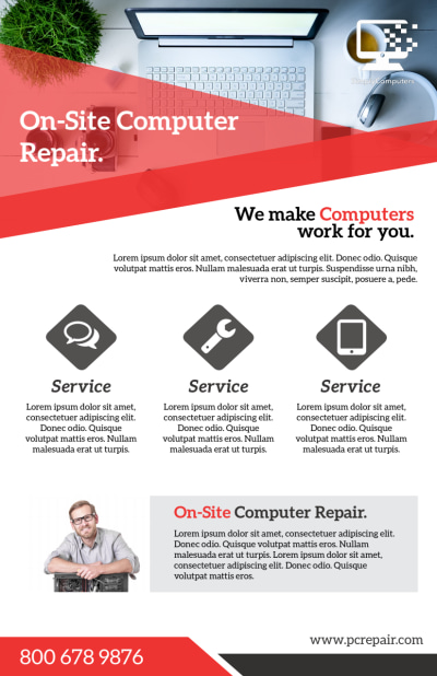 Red Computer Repair   Side 1 Image